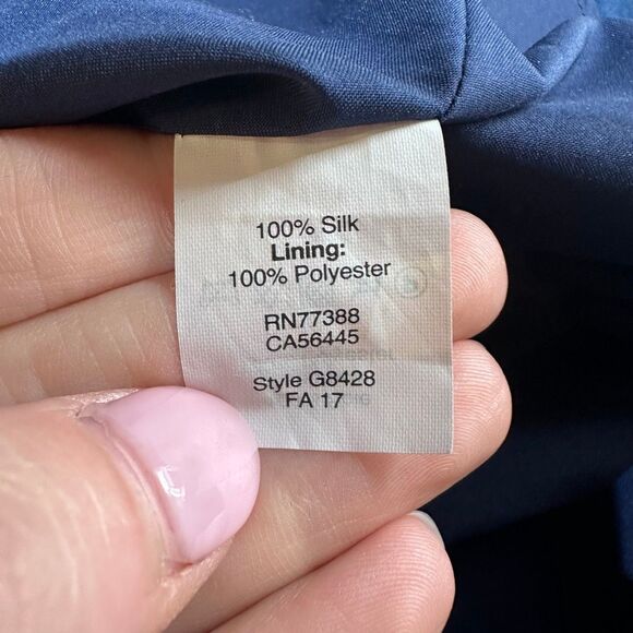 Madewell Silk Poppy A-Line Cactus Flower Floral Dress Navy Blue Size 4 Feminine - Picture 10 of 13